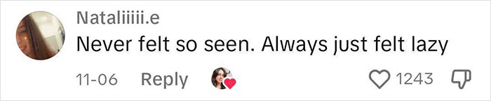 Comment on burnout advice about being boring, feeling seen rather than lazy, with 1243 likes.