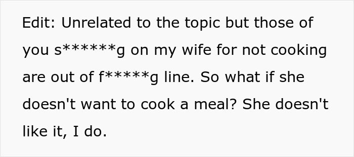 &ldquo;Borderline Gross&rdquo;: Wife Goes To Bed In Tears After Husband Mistakes Home Cooking For Takeout