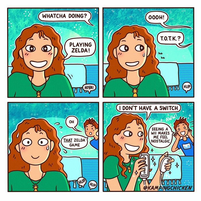 Comic artist creates colorful panels that humorously sum up her life and the weird things she experiences.