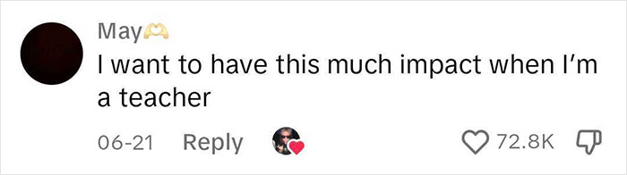 Comment about meaningful notes from teachers with a high impact, shown with likes and engagement.