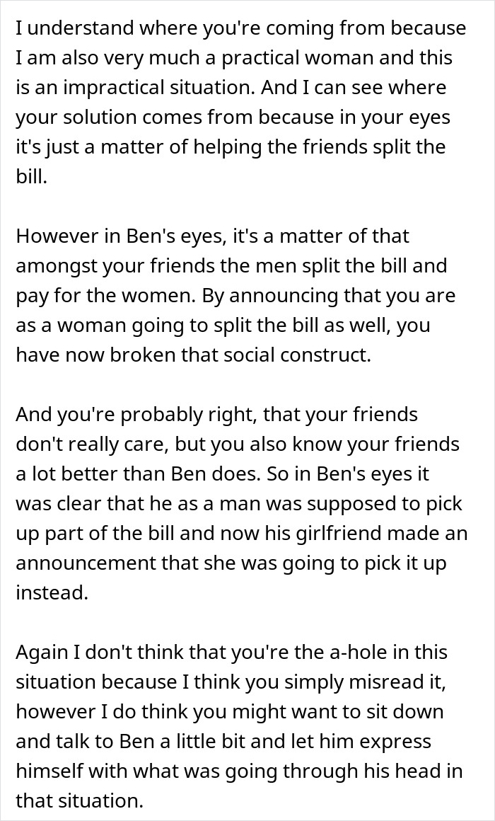 Woman Refuses To Let BF Pretend He Paid For Dinner To 'Save Face', Asks If She Was Wrong Woman Refuses To Let BF Pretend He Paid For Dinner To 'Save Face', Asks If She Was Wrong