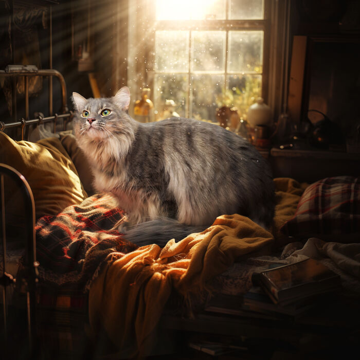 I Photographed Cats In Need Of Their Forever Home, And Created A Home For Them In The Images