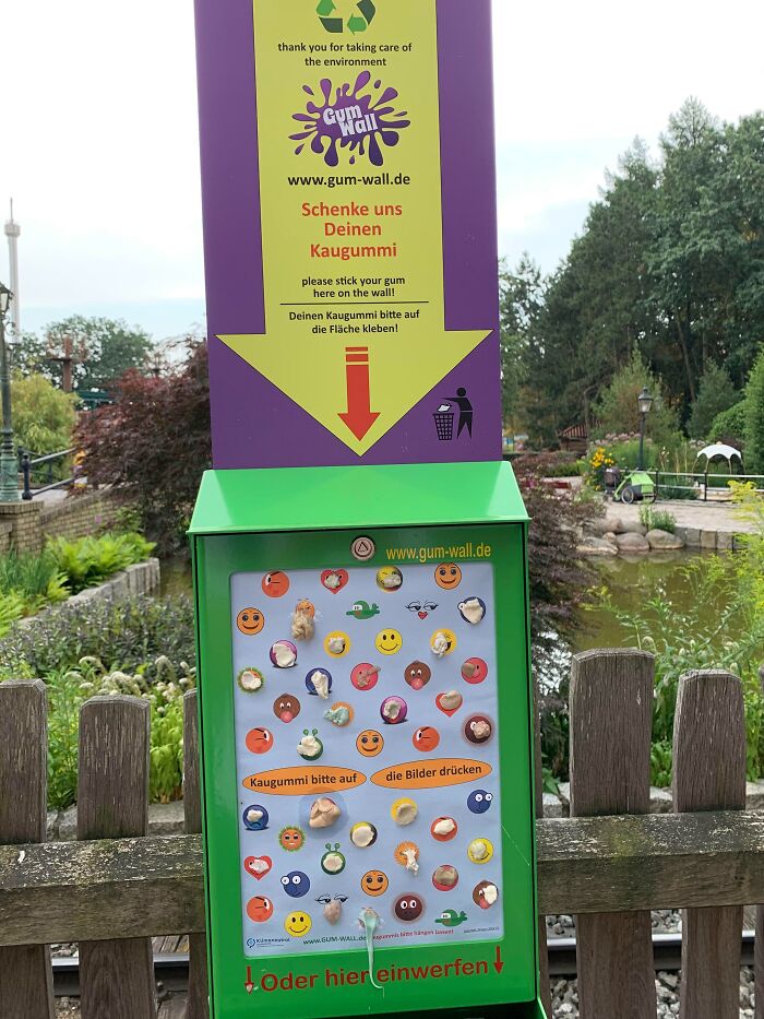 These "Gum Walls" Are Located All Over A Theme Park To Stop People From Sticking Gums To Attractions And It Works Really Well