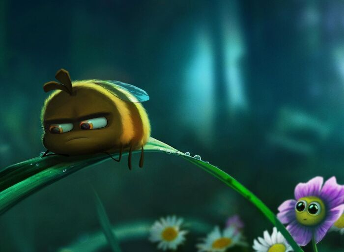 Illustration Of A Bee And A Flower