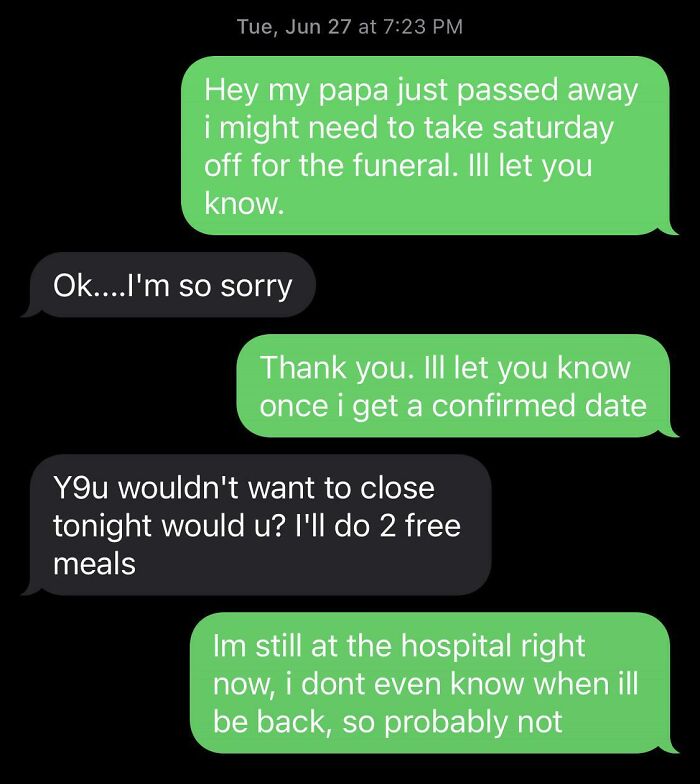 Boss Asked Me To Work Half An Hour After I Told Her My Grandpa Passed Away