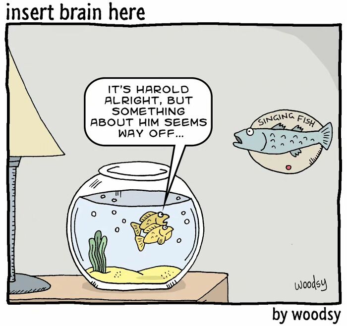 New Absurd Humor Single Panel Comics From The “Insert Brain Here” Strip By Paul Woods