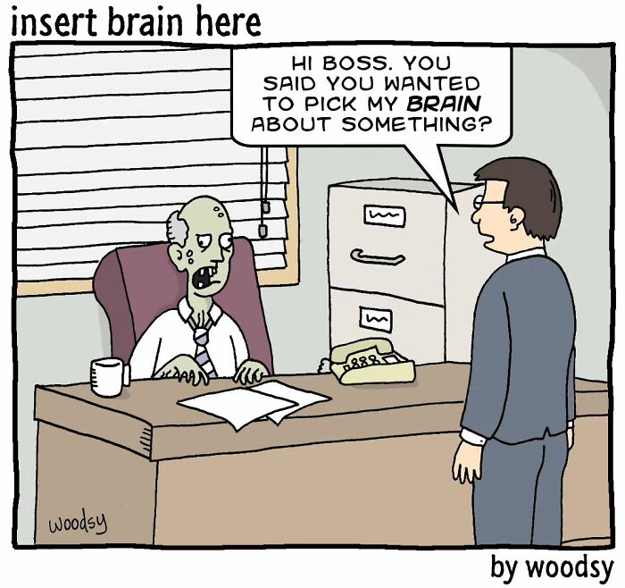 New Absurd Humor Single Panel Comics From The “Insert Brain Here” Strip By Paul Woods
