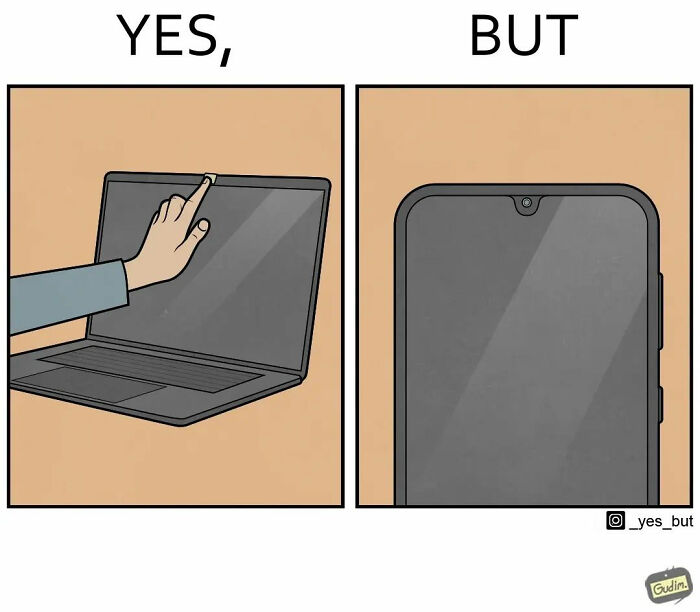 Artist illustration shows a hand touching a laptop beside a smartphone screen.