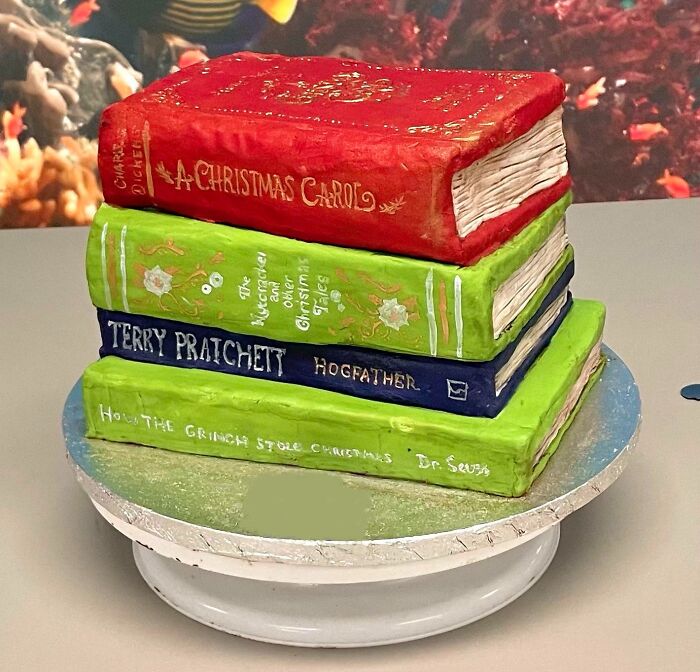I Baked This Book Stack Chocolate Christmas Cake. It Is 100% Edible