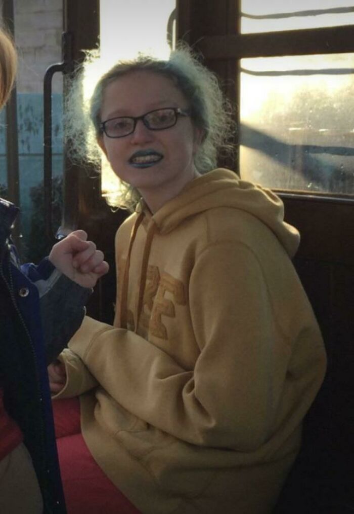 Blue Lipstick To Match My Blue Box Dyed Hair, Circa 2016