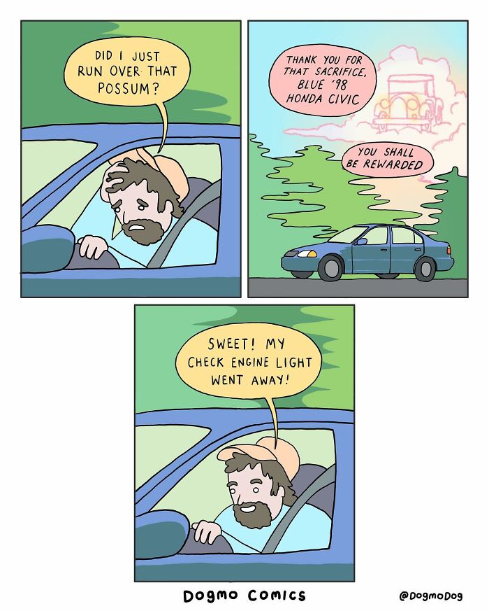 A Comic About Running Over A Possum