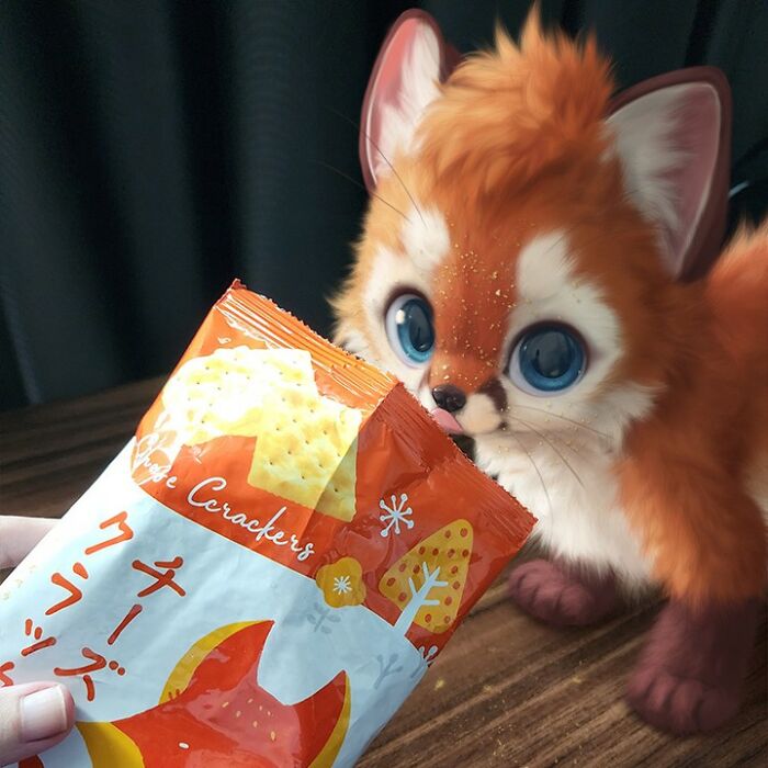 Digital Furry Animal In Real-Life Situation