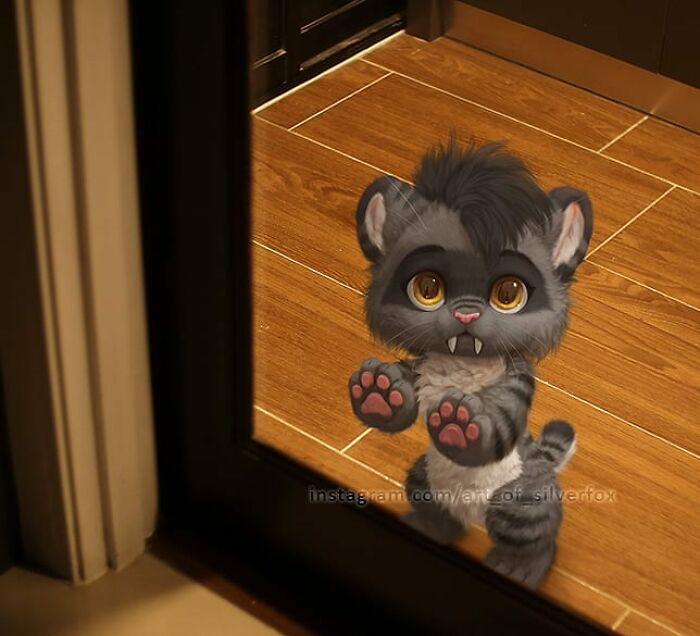 Digital Furry Animal In Real-Life Situation