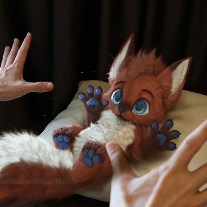 Digital Furry Animal In Real-Life Situation