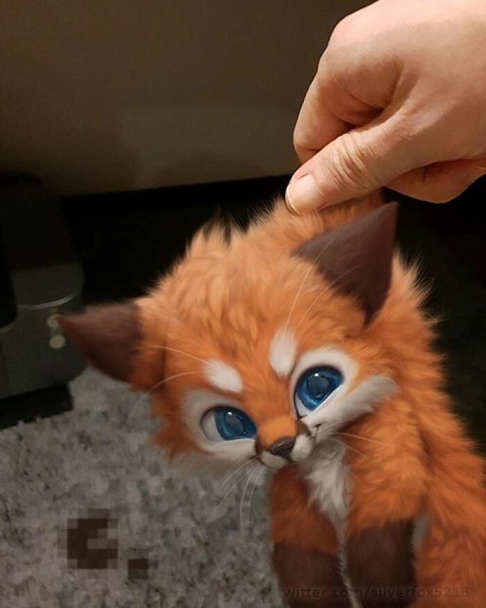 Digital Furry Animal In Real-Life Situation