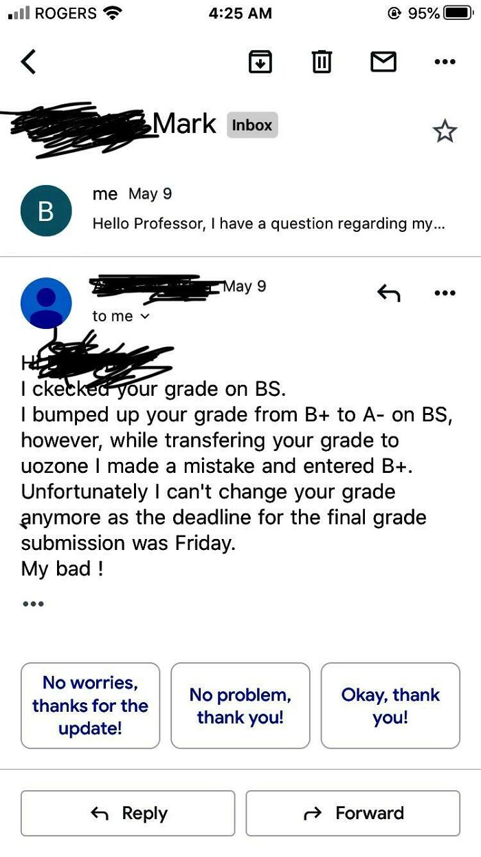 Question About Changing Marks After May 9