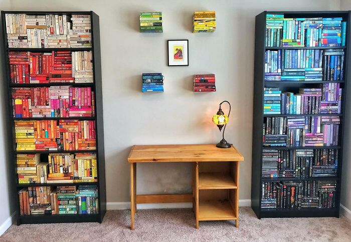 I Have Synesthesia, That Means I Remember Books Better By Their Color Than By Title Or Author, So This Is What Happens When I Have Enough Shelf Space