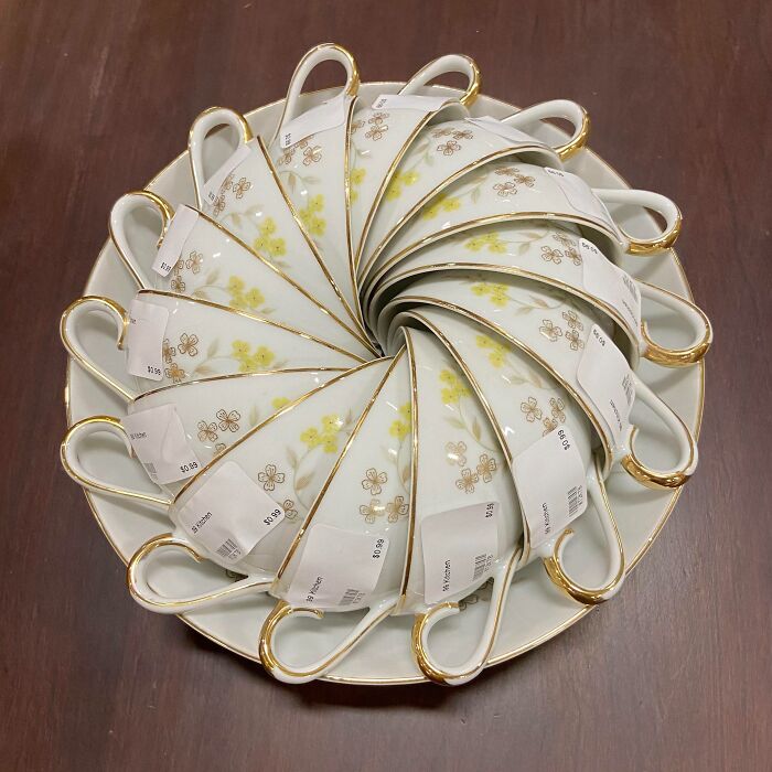The Way These Thrift Store Tea Cups Are Displayed