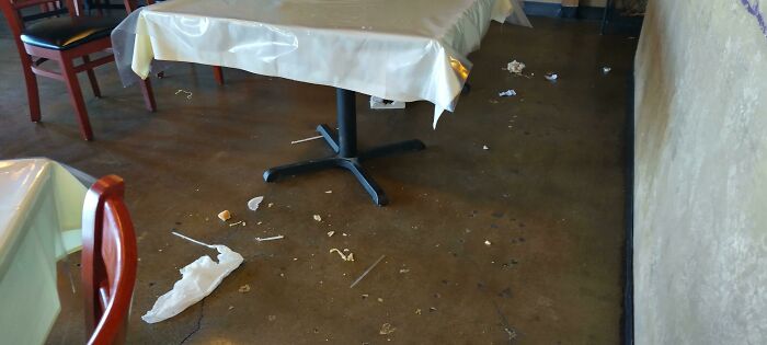 This Is Why I, As A Restaurant Host, Hate Kids And The Parents Who Enable Them. This Is Just The Floor, I Had Already Cleaned The Table, The Chairs, And The Shattered Plate