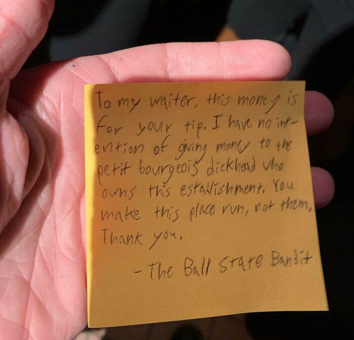 I Work At A Restaurant In Indiana And Got This Little Note And $10 From A Guy Who Dined And Dashed