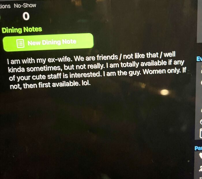 An Interesting Note A Customer Left On A Reservation Lol