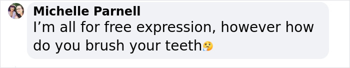 Comment criticizing inked grandmother's tattoos, questioning personal choices in appearance.