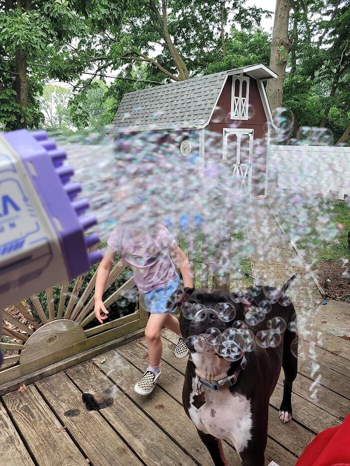 Aim, Play, Bubble! Serve Major Bubbleful Blasts With The Bubble Machine Gun. Now That's What I Call Burstin' With Joy!