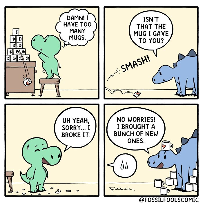 Artist Creates Fun And Adorable Comics Depicting The Life Of Human-Like Dinosaurs (New Pics)