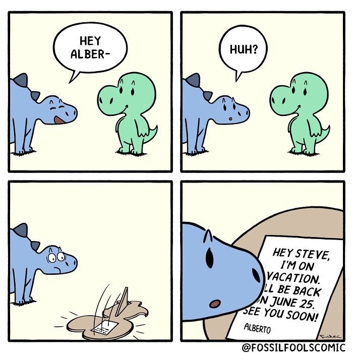 Artist Creates Fun And Adorable Comics Depicting The Life Of Human-Like Dinosaurs (New Pics)