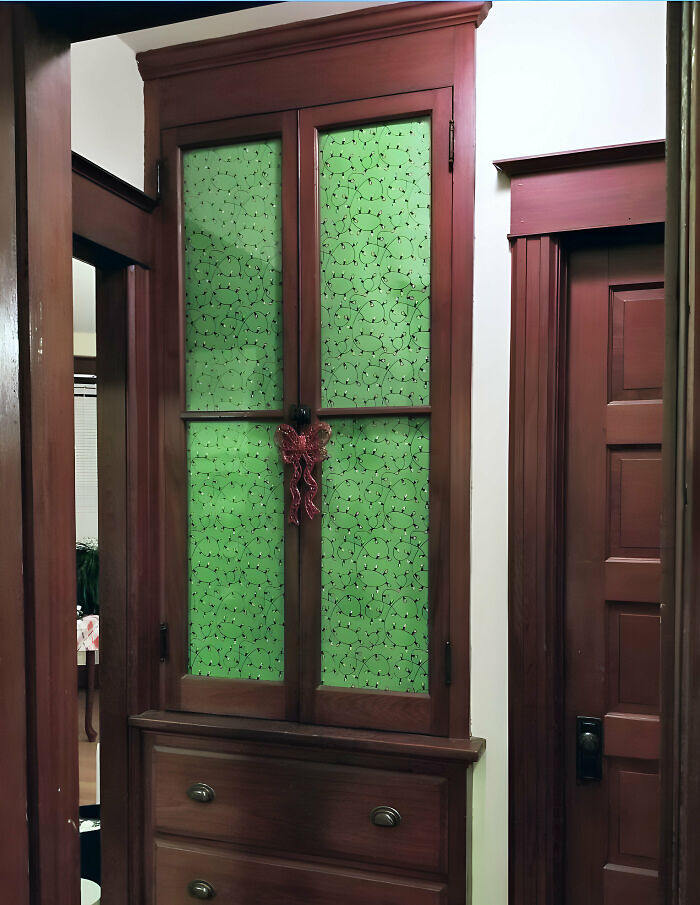 One Decoration I Love To Do Every Year Is Line My Built-In Windows With Wrapping Paper So It Looks Like A Christmas Present