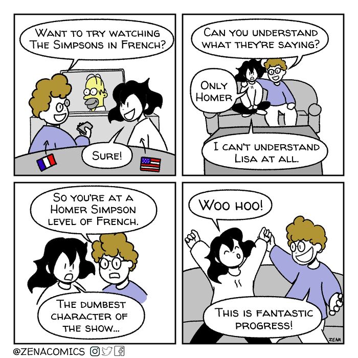A Comic About Watching The Simpsons In French