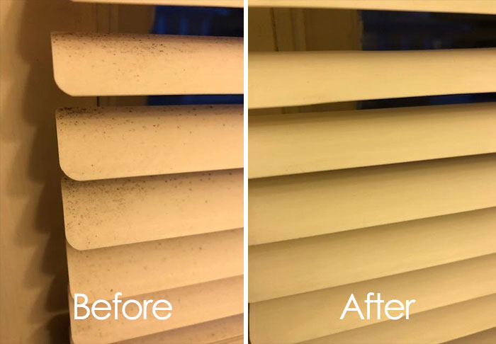 Before and after cleaning, showcasing effectiveness of products for Operation Fresh Start mission.