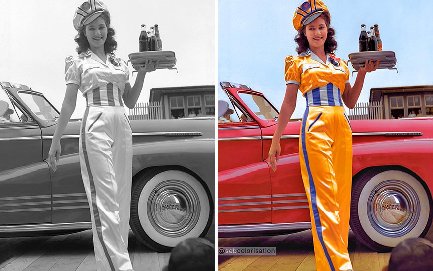 Iconic Carhop Girl, Circa 1945