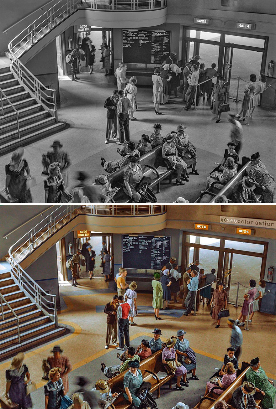 Waiting Room At Greyhound Bus Depot, Detroit, Michigan, Photographed By John Vachon In August 1942