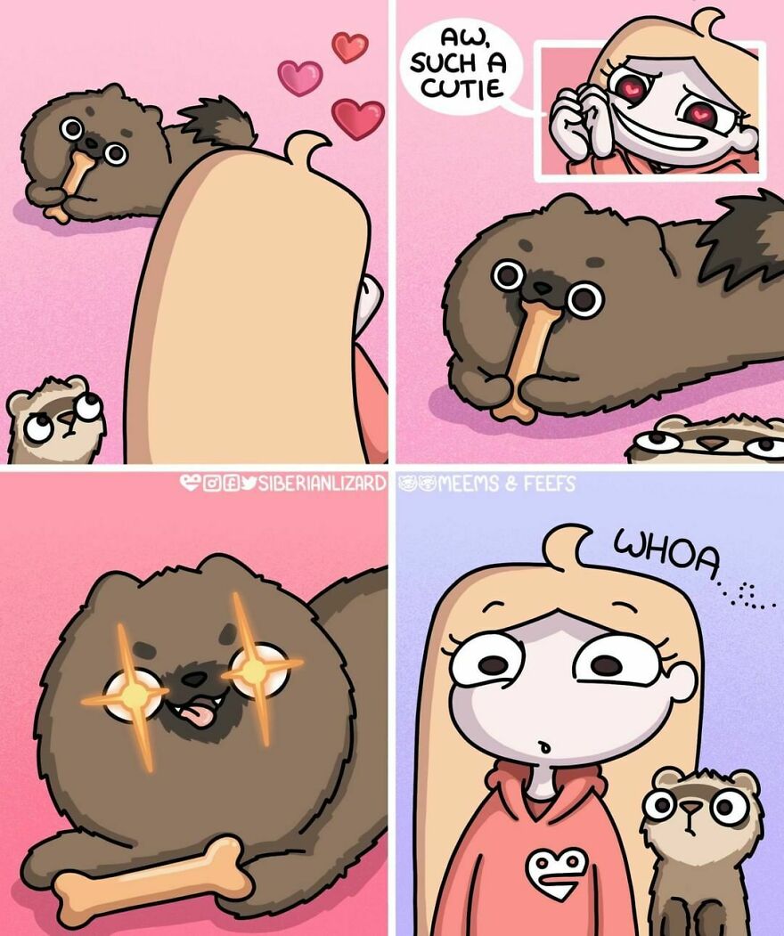 Siberian Artist Hilariously Illustrates Her Daily Life Routine With Her Two Ferrets (New Pics)