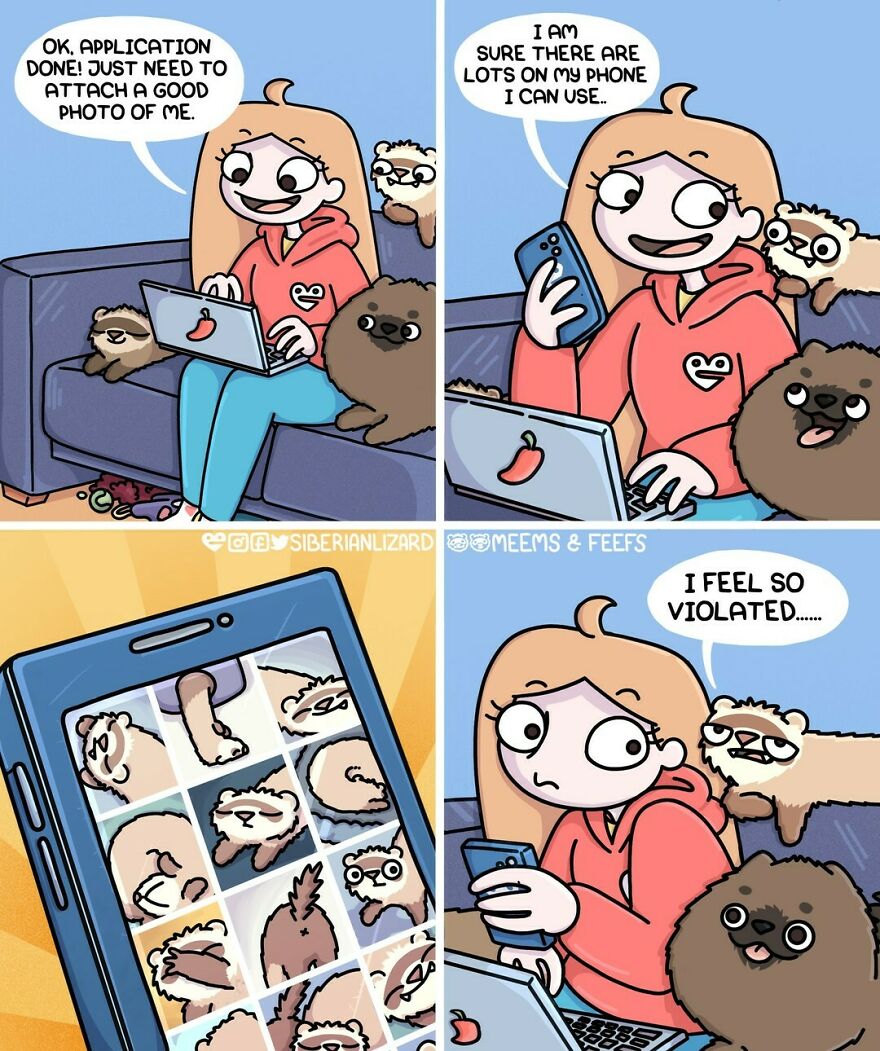 Siberian Artist Hilariously Illustrates Her Daily Life Routine With Her Two Ferrets (New Pics)