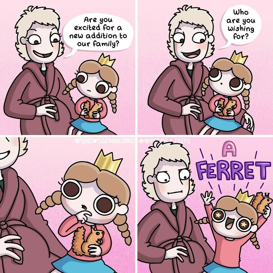 Siberian Artist Hilariously Illustrates Her Daily Life Routine With Her Two Ferrets (New Pics)