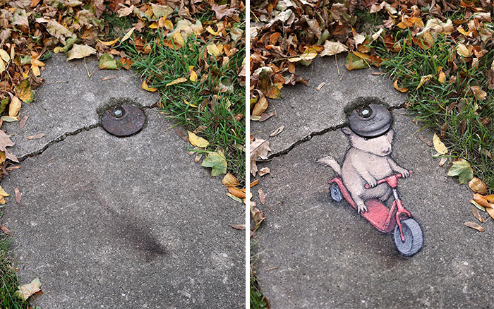 The Ephemeral Art Of Chalk. David Zinn Extracts Life From The Streets And Walls (New Pics)