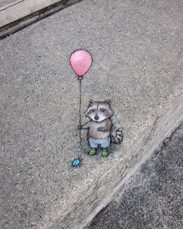 The Ephemeral Art Of Chalk. David Zinn Extracts Life From The Streets And Walls (New Pics)