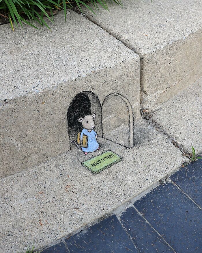 The Ephemeral Art Of Chalk. David Zinn Extracts Life From The Streets And Walls (New Pics)