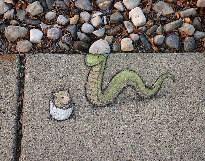 The Ephemeral Art Of Chalk. David Zinn Extracts Life From The Streets And Walls (New Pics)