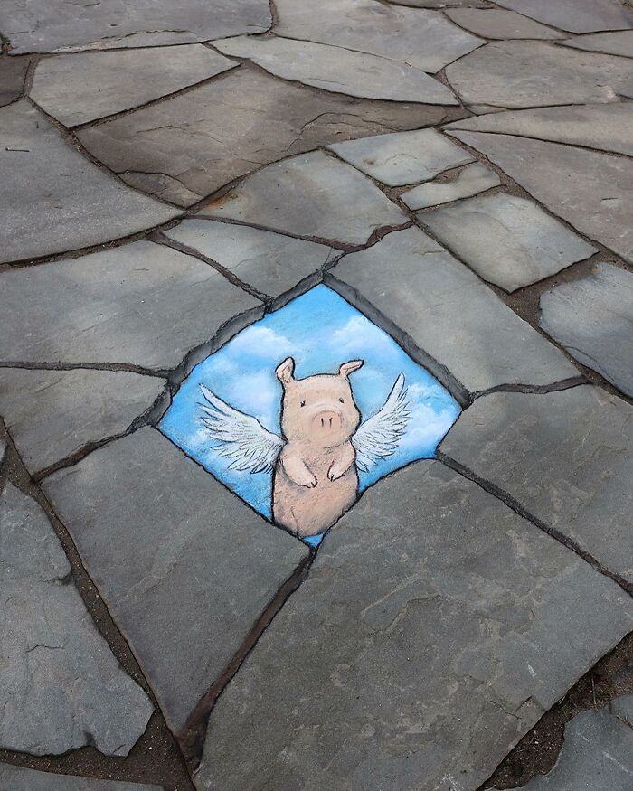 The Ephemeral Art Of Chalk. David Zinn Extracts Life From The Streets And Walls (New Pics)