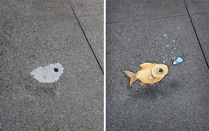 The Ephemeral Art Of Chalk. David Zinn Extracts Life From The Streets And Walls (New Pics)