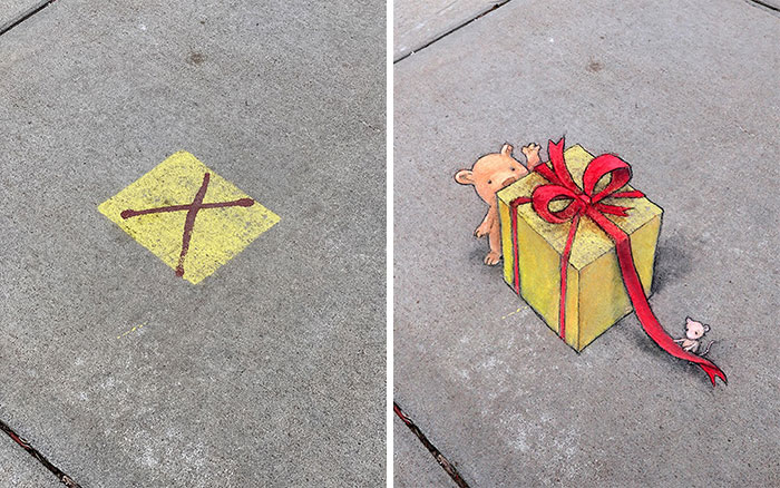 The Ephemeral Art Of Chalk. David Zinn Extracts Life From The Streets And Walls (New Pics)