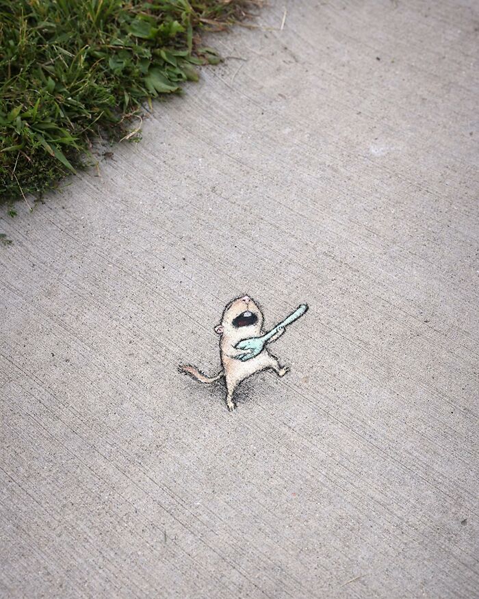 The Ephemeral Art Of Chalk. David Zinn Extracts Life From The Streets And Walls (New Pics)