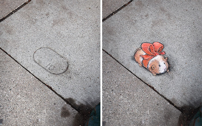 The Ephemeral Art Of Chalk. David Zinn Extracts Life From The Streets And Walls (New Pics)
