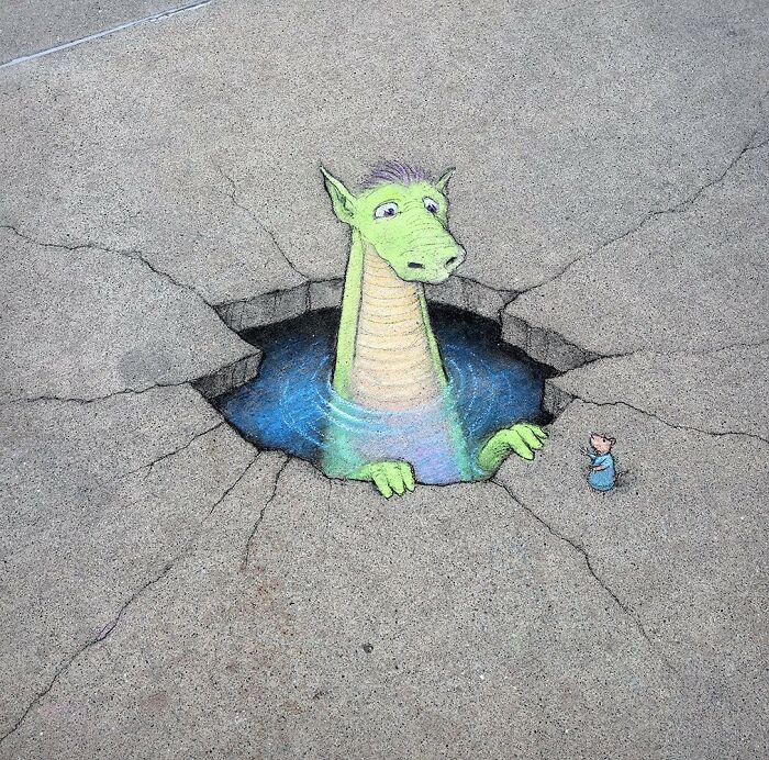 The Ephemeral Art Of Chalk. David Zinn Extracts Life From The Streets And Walls (New Pics)