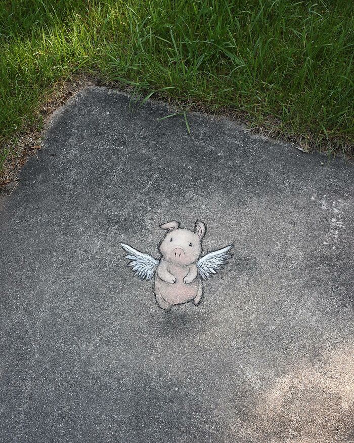 The Ephemeral Art Of Chalk. David Zinn Extracts Life From The Streets And Walls (New Pics)