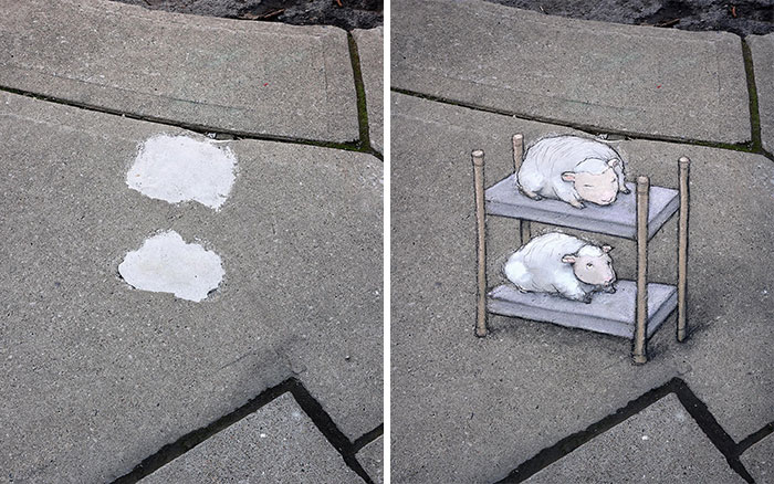 The Ephemeral Art Of Chalk. David Zinn Extracts Life From The Streets And Walls (New Pics)