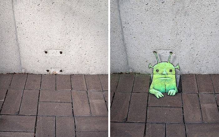The Ephemeral Art Of Chalk. David Zinn Extracts Life From The Streets And Walls (New Pics)